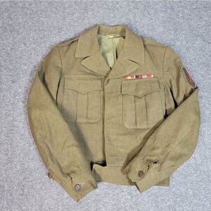 Vintage 1949 US Army Wool OD Field Jacket 34R WWII Korean War Era 100% Wool.